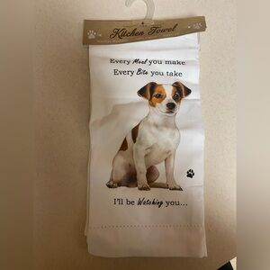 White Kitchen Towel with Jack Russell Dog Print